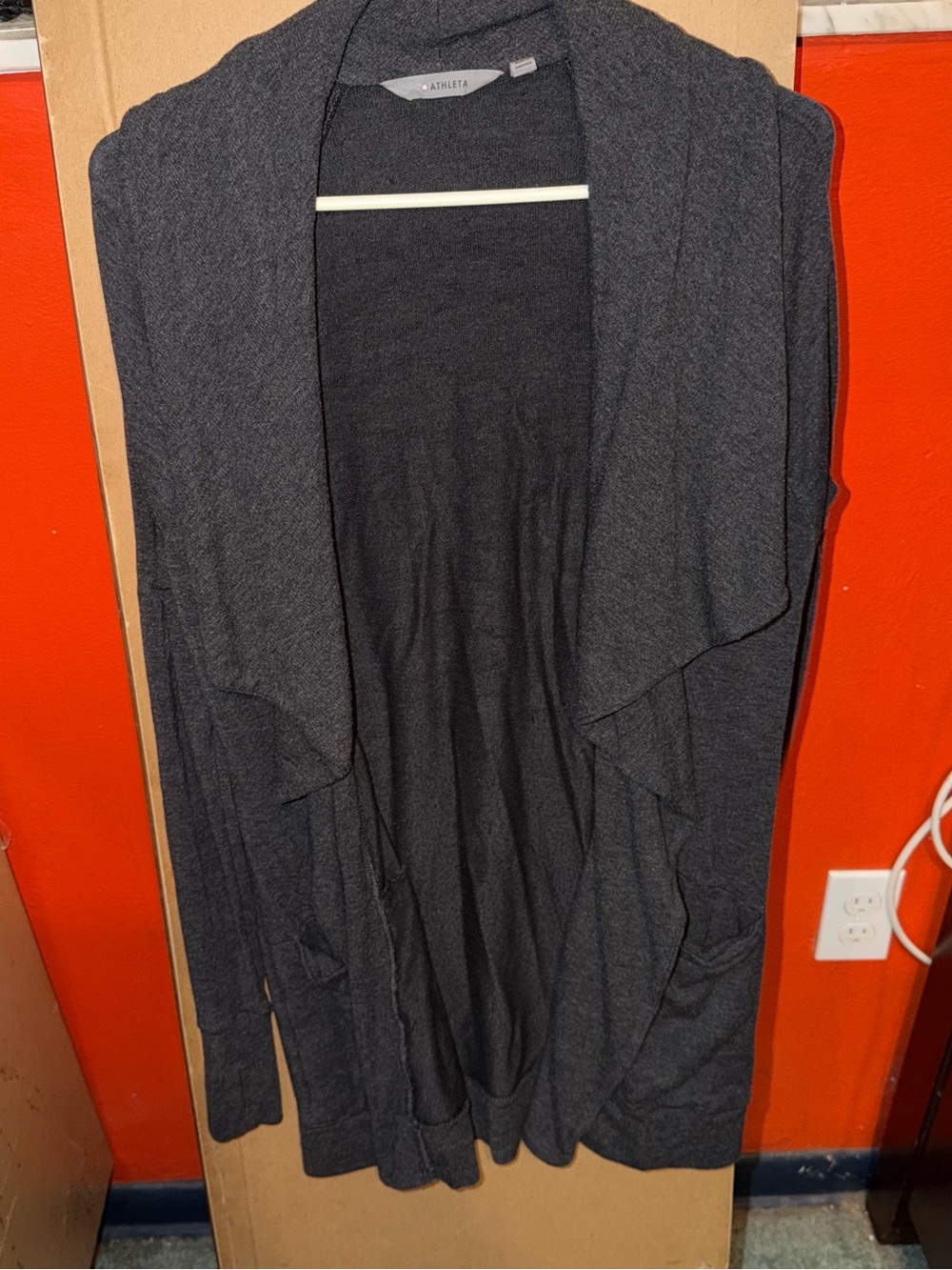 Athleta Charcoal Gray Draped Open Front Cardigan
